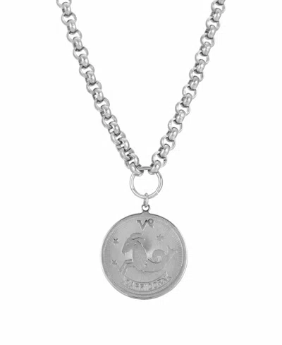 2028 Women's Round Capricorn Pendant Necklace In Silver-tone