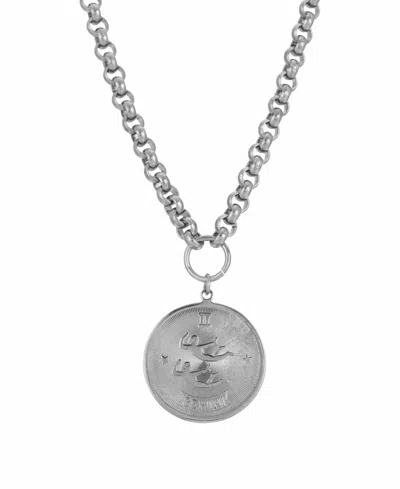 2028 Women's Round Gemini Pendant Necklace In Silver-tone