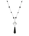 2028 Women's Silver Tone Black Bead Crystal Stone Necklace In Black
