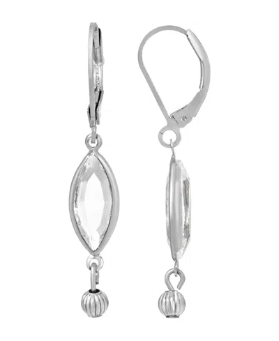 2028 Women's Silver-tone Clear Crystal Drop Earrings