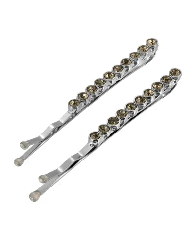 2028 Women's Silver-tone Crystal Bobby Pins Set, 2 Piece In Black