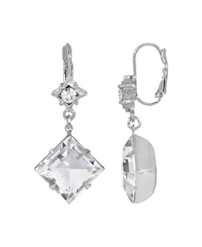 2028 Women's Silver Tone Crystal Stone Drop Earring