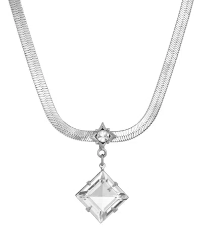 2028 Women's Silver Tone Crystal Stone Necklace