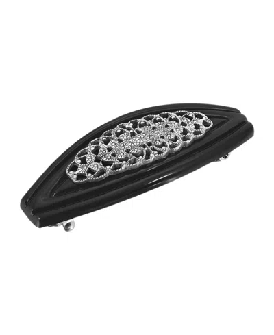 2028 Women's Silver-tone Filigree Hair Barrette In Black