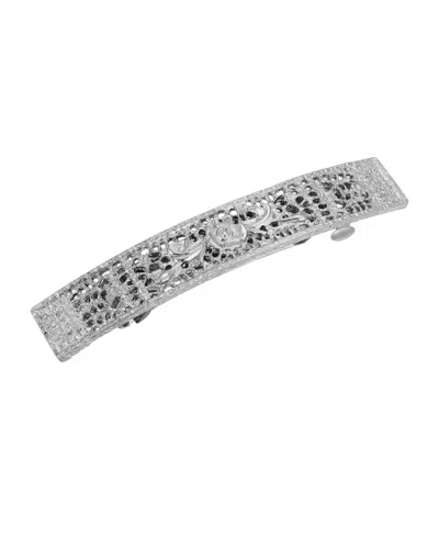 2028 Women's Silver-tone Floral Bar Barrette In Gray