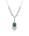 2028 Women's Silver Tone Green And Crystal Pendant Necklace In Green