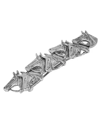 2028 Women's Silver-tone Horse Heads Barrette In Gray