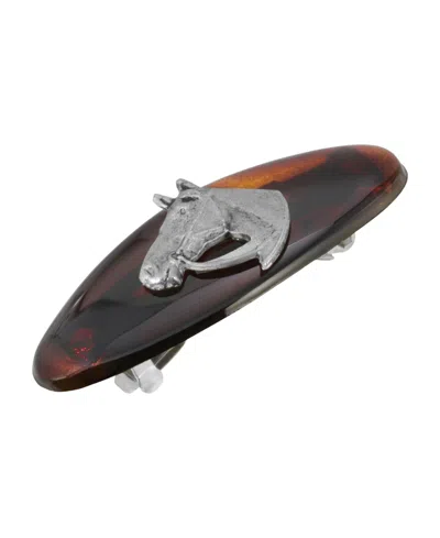 2028 Women's Silver-tone Small Tortoise Horse Head Barrette In Brown