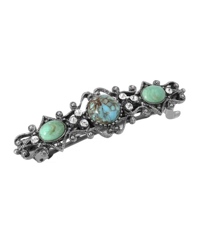 2028 Women's Silver-tone Stones Barrette In Turquoise