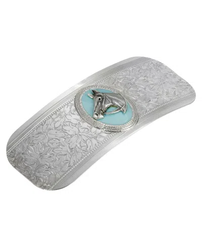 2028 Women's Silver-tone Turquoise Enamel Horse Head Barrette In Metallic