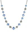 2028 Women's Silver Tone With Blue And Silver Beaded Chain Necklace In Blue