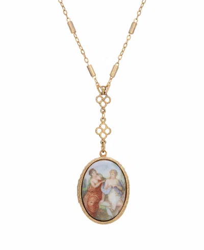 2028 Women's Victorian Art Locket Necklace In Multi