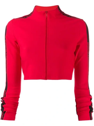 Paco Rabanne Logo Tape Cropped Jacket In Red