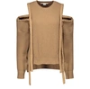 Stella Mccartney Drawstring Cold Shoulder Jumper In Brown