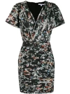 DEREK LAM 10 CROSBY CAP SLEEVE WALLPAPER FLORAL FITTED DRESS