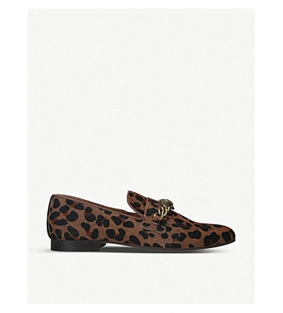 Kurt Geiger Chelsea Leopard-print Haircalf Leather Loafers In White