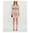 GIAMBATTISTA VALLI FLORAL-EMBROIDERY OFF-THE-SHOULDER SILK AND COTTON-BLEND MINI DRESS