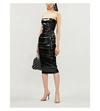 ALEX PERRY DECON RUCHED FAUX-LEATHER KNEE-LENGTH DRESS