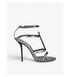 Saint Laurent Cassandre Metallic Ysl Sandals In Silver
