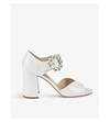 MIU MIU CRYSTAL-EMBELLISHED PATENT LEATHER SANDALS