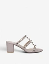 Valentino Garavani Rockstud Metallic Calfskin Leather Slide Sandal 60 Mm Woman Skin 41.5 In Champagne