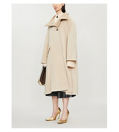 Acne Studios Osandra Boiled Wool Coat In Beige Melange