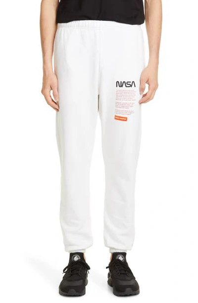 Heron Preston Nasa Slim Fit Embroidered Sweatpants In White Multi