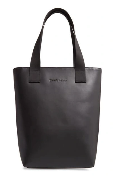 Tommy Jeans Faux Leather Tote In Black