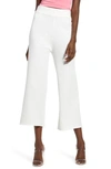 English Factory Ribbed Knit Crop Wide Leg Pants In White