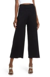 English Factory Ribbed Knit Crop Wide Leg Pants In Black