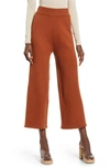 English Factory Ribbed Knit Crop Wide Leg Pants In Brown