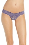 Hanky Panky Cross Dye Low Rise Thong In Folkstone Grey/ Purple Velvet