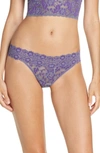 Hanky Panky Cross Dyed Regular Rise Thong In Folkstone Grey/ Purple Velvet