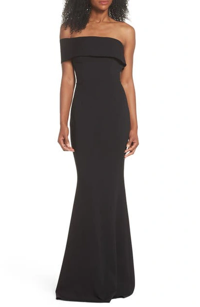Katie May Titan One-shoulder Cutout Crepe Gown In New Navy