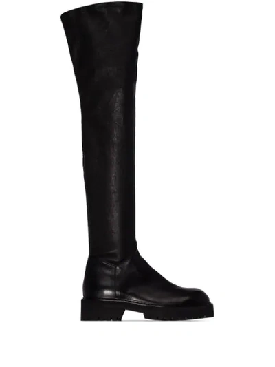 Ann Demeulemeester Black Thigh-high Leather Boots