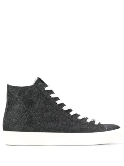 Leather Crown Logo Hi-top Sneakers - 黑色 In Black
