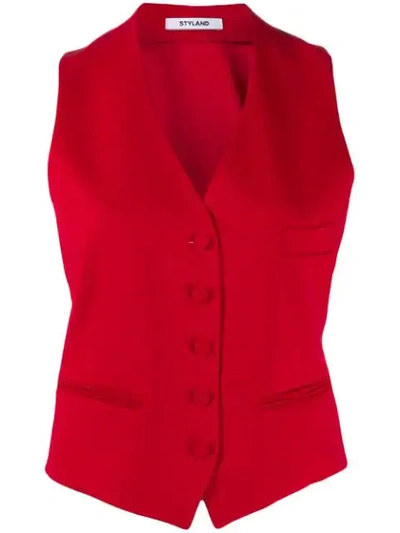 Styland Buttoned Waistcoat - 红色 In Red