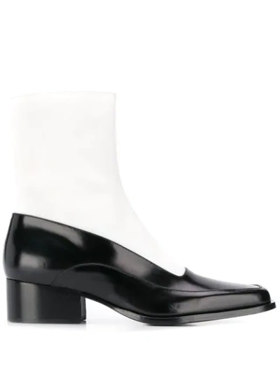 Y/project Y / Project Contrasting Panelled Ankle Boots In Black & White