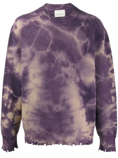 Laneus Faded Distressed Jumper In Purple