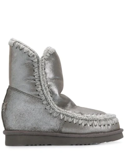 Mou Eskimo Inner Wedge Ankle Boots In Silver