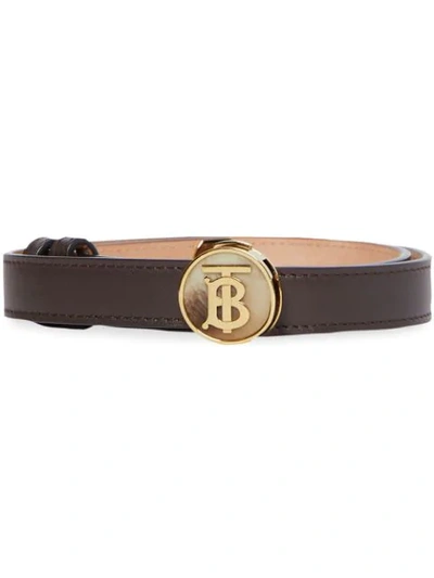 Burberry Monogram-embellished Leather Belt In Brown
