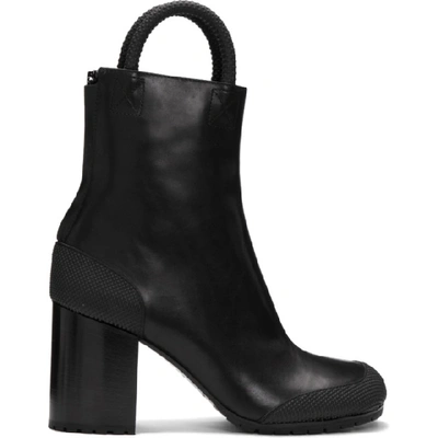 Random Identities Top Handle Ankle Boots In Black