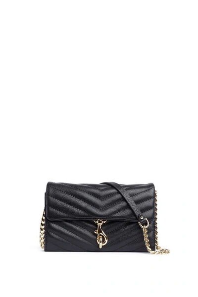 Rebecca Minkoff Edie Quilted Leather Wallet-on-chain In Black