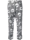 THOM BROWNE CARNATION EMBROIDERED MENS FIT TROUSERS