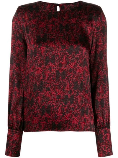 Federica Tosi Butterfly Print Blouse In 196 Rosso Nero