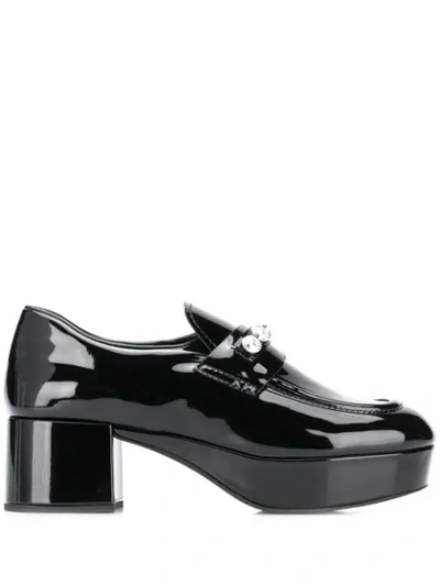 Miu Miu Embellished Detail Platform Loafers In Black