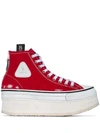 R13 Red Distressed High-top Sneakers In Red