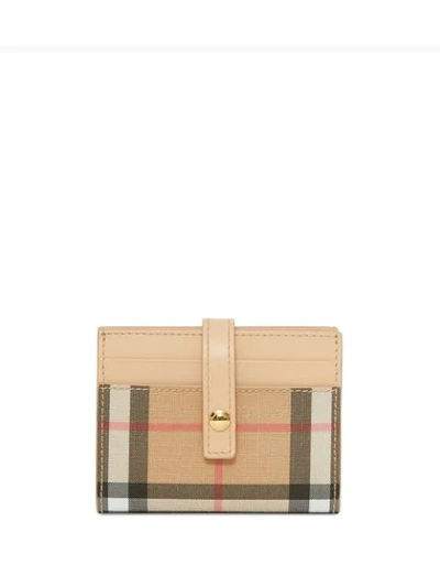 Burberry Vintage Check E-canvas Folding Card Case In Beige