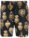 DOLCE & GABBANA HEART PRINT SHORTS