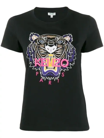 Kenzo Tiger Print T-shirt In Black